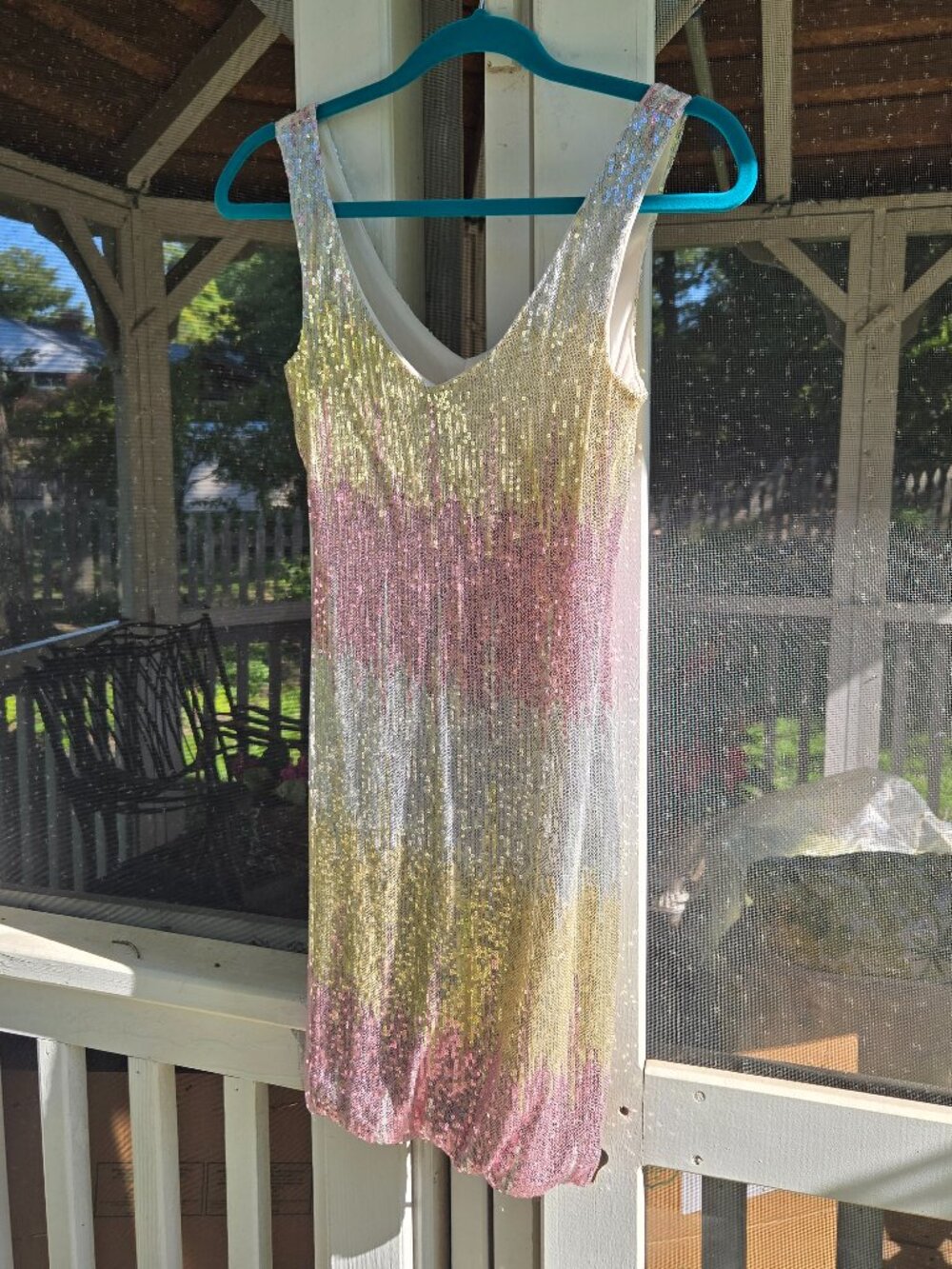 Pastel Pastel Colorblock Sequin Mini Dress Striped Sparkle Tank Slip Dress estiv